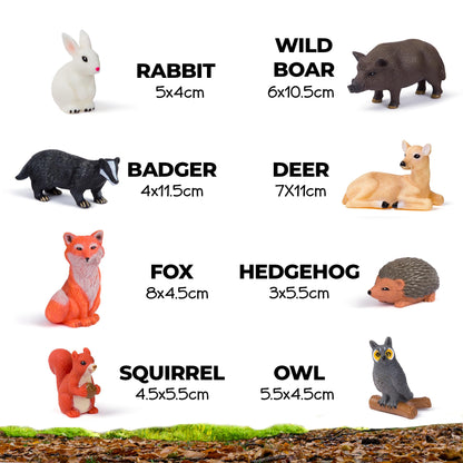 Learning Minds Set of 8 Jumbo Forest Animal Figures - Woodland Animals For 1,2,3 Year Olds - Toy Animals For Kids Age 18 Months Plus - Toys For 1 Year Old Boys