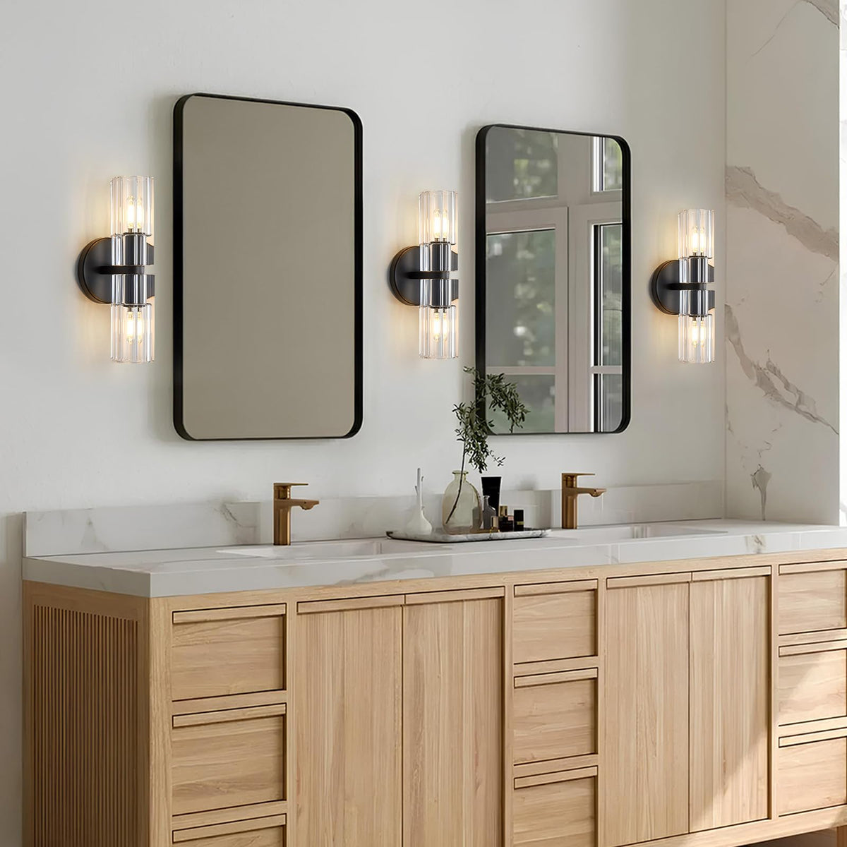 SHEKAITAO Crystal Wall Sconces Set of Two, 13" Modern Brass Sconces Lighting with K9 Crystal Lampshade,Indoor Wall Sconce Bedroom Wall Light Fixtures for Living Room Bathroom Hallway Stairs Entryway