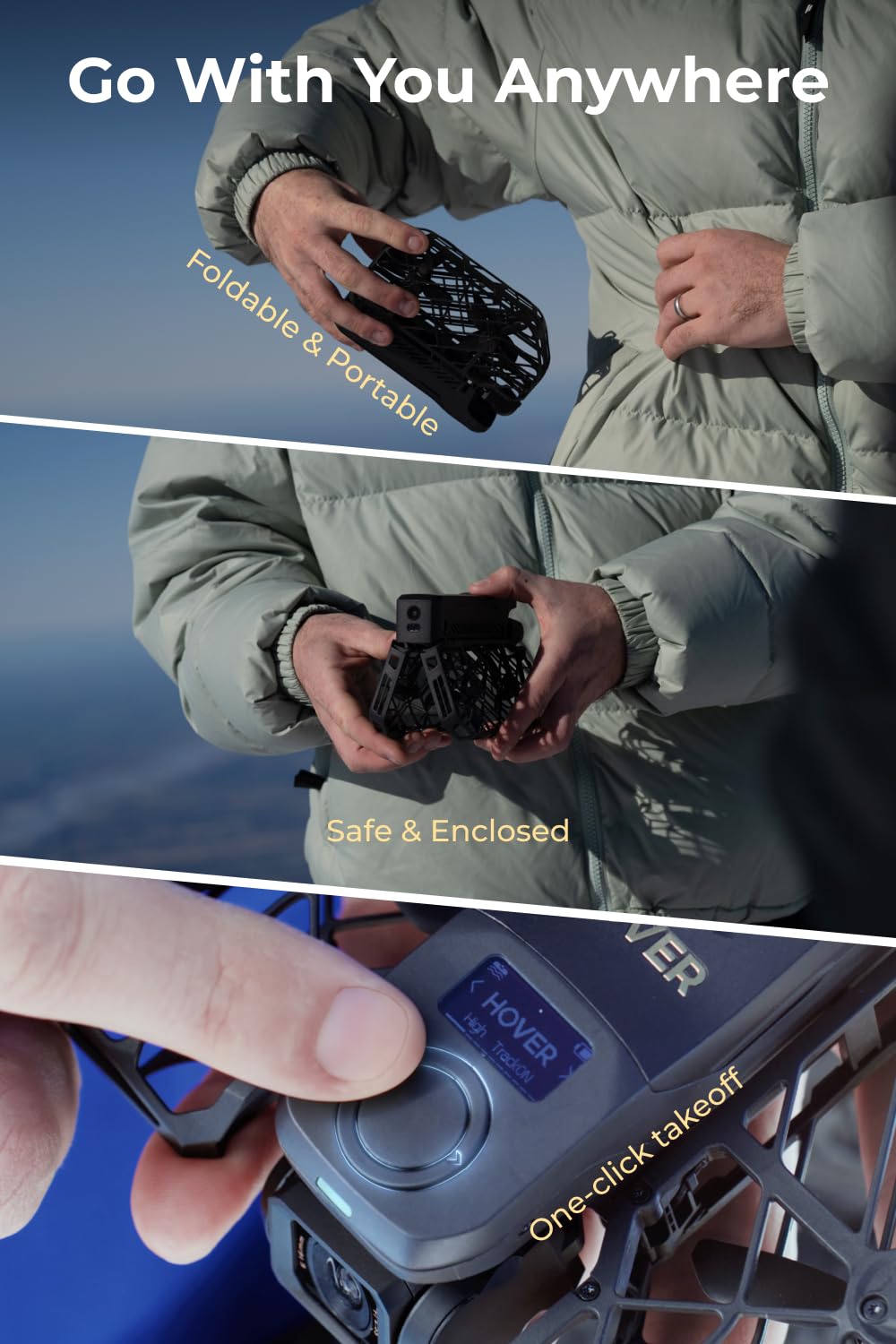 HOVERAir X1 PRO 4K Drone with Camera, Foldable Action Flying Camera with 42 KM/H Follow Speed, 15+ Fully Automatic Flight Modes, Fly Anywhere with OmniTerrain, SmoothCapture 2.0 (Standard)