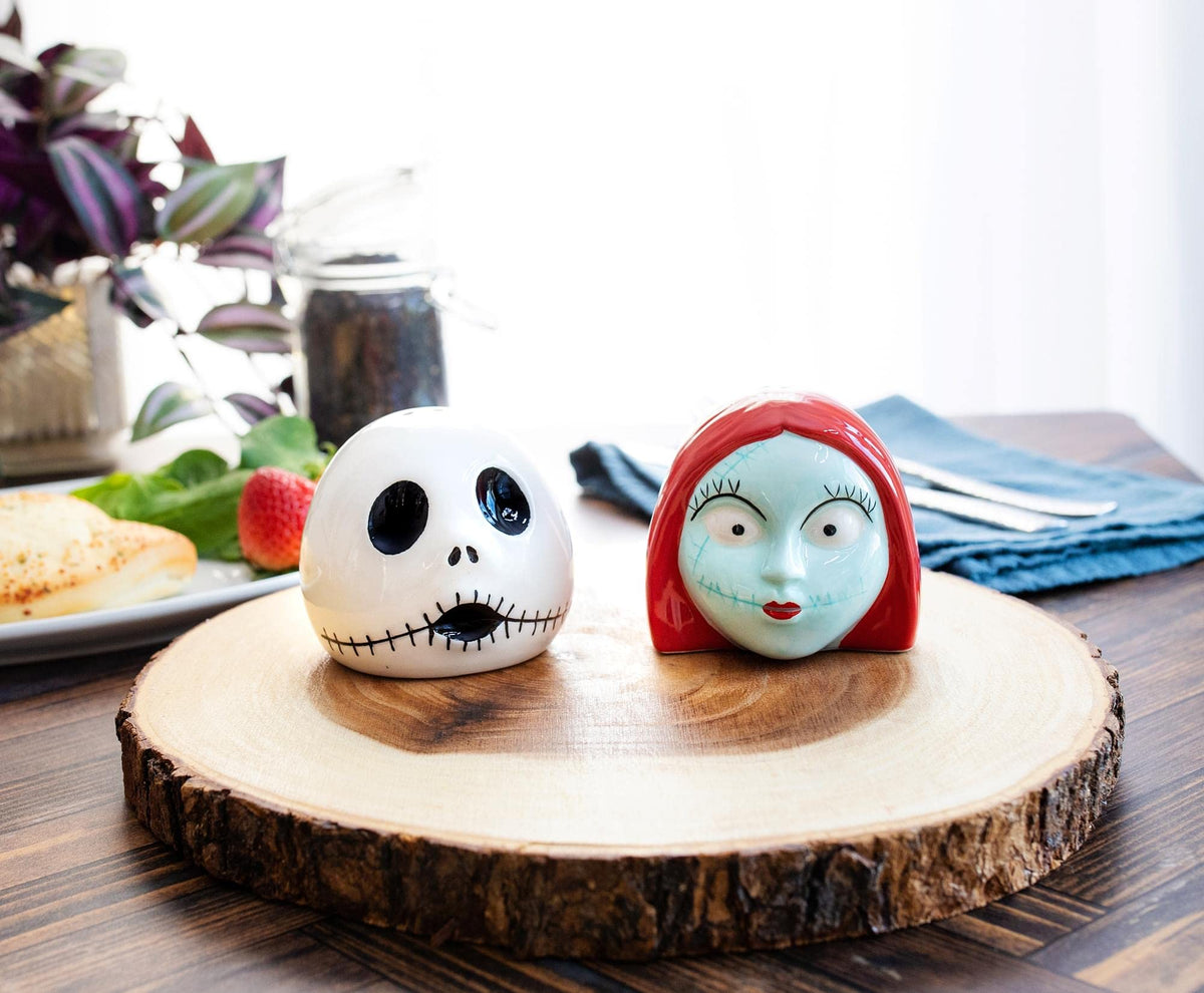 Disney The Nightmare Before Christmas Jack and Sally Ceramic Salt and Pepper Shakers, Set of 2 | Spice Dispenser Storage Canisters