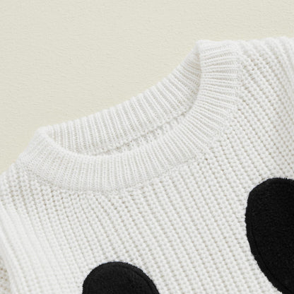 Afunbaby Baby Girl Boy Knit Sweater Blouse Pullover Sweatshirt Warm Crewneck Long Sleeve Tops for Infant Toddler (White Halloween Ghost, 12-18 Months)