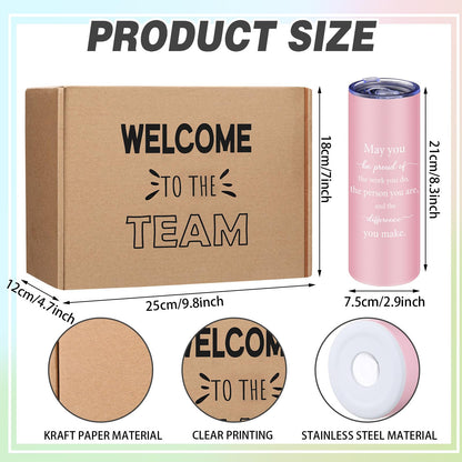 Teenyyou 7 Pcs New Employee Welcome to The Team Gift Set for Him or Her Welcome to The Team Gift Box Holiday Gifts Include 20oz Tumbler Notebook Pens and Sticky Note for New Employee Worker(Pink)