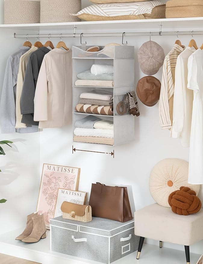StorageWorks Hanging Closet Organizer, 3-Shelf Hanging Closet Shelves