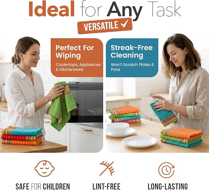 TEXAS LINEN CO. Kitchen Dish Towels, 100% Cotton Salsa Towels, Highly Absorbent