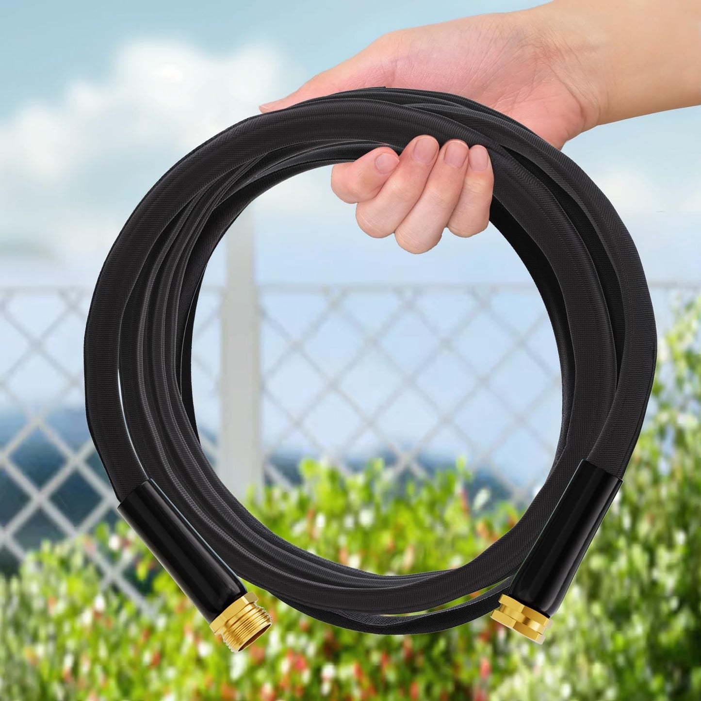 Haeteir 2025 Upgraded 50FT Non-Expanding Garden Hose, Lightweight, Flexible Ultra-Light Water Hose, Burst-Resistant, Lead-Free, Anti-Kink, High-Pressure