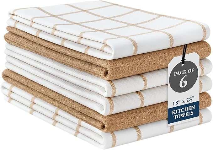 LANE LINEN Cotton Kitchen Towels and Dish Cloths Set, Quick-Drying Dish Towel