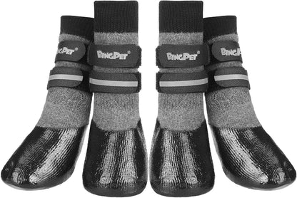 BINGPET Dog Socks Anti-Slip with Straps Paw Protector Traction Control Waterproof for Indoor Outdoor Wear for Medium Dogs