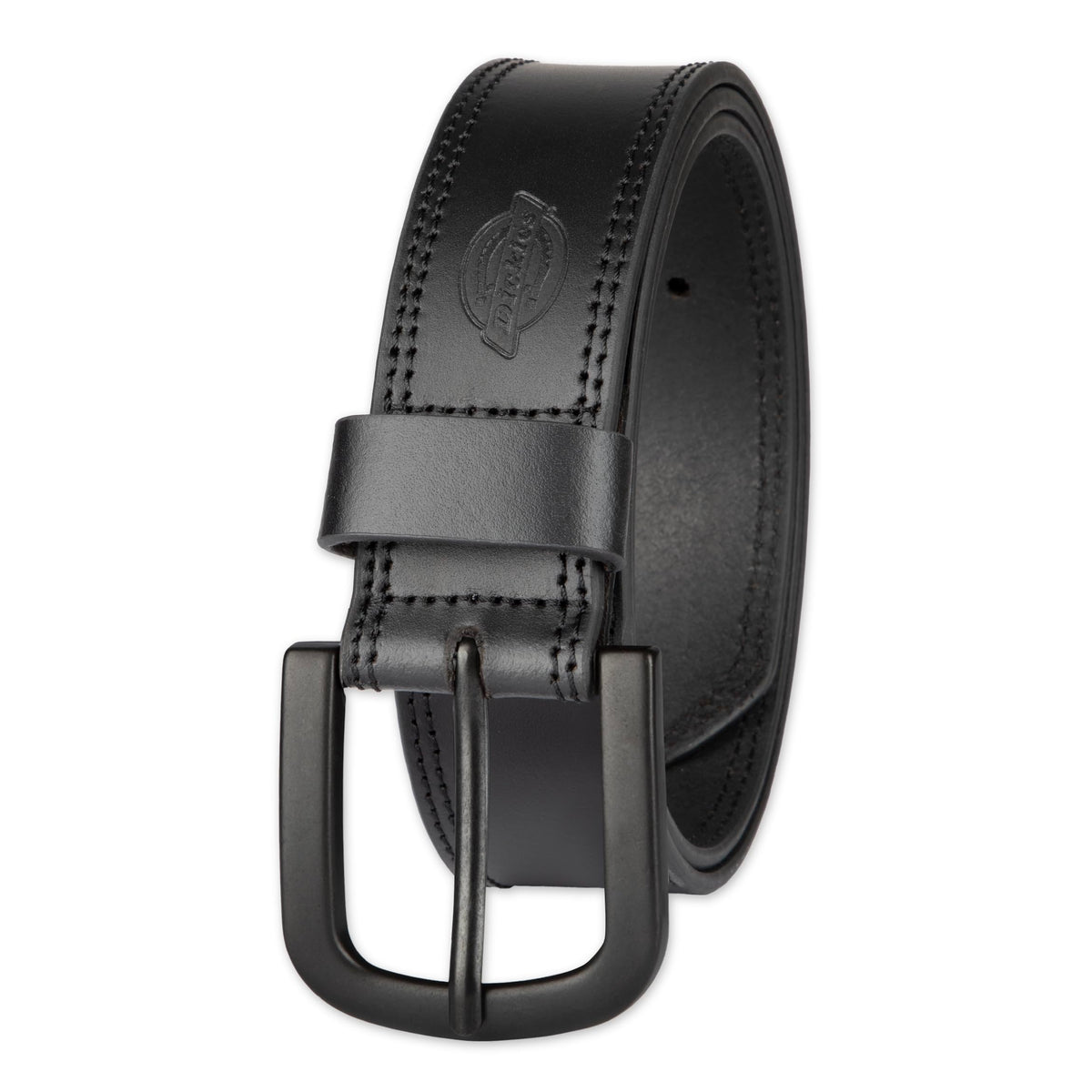 Dickies mens 100% Leather Jeans With Stitch Design and Prong Buckle Belt, Black, 42 Waist 40 US
