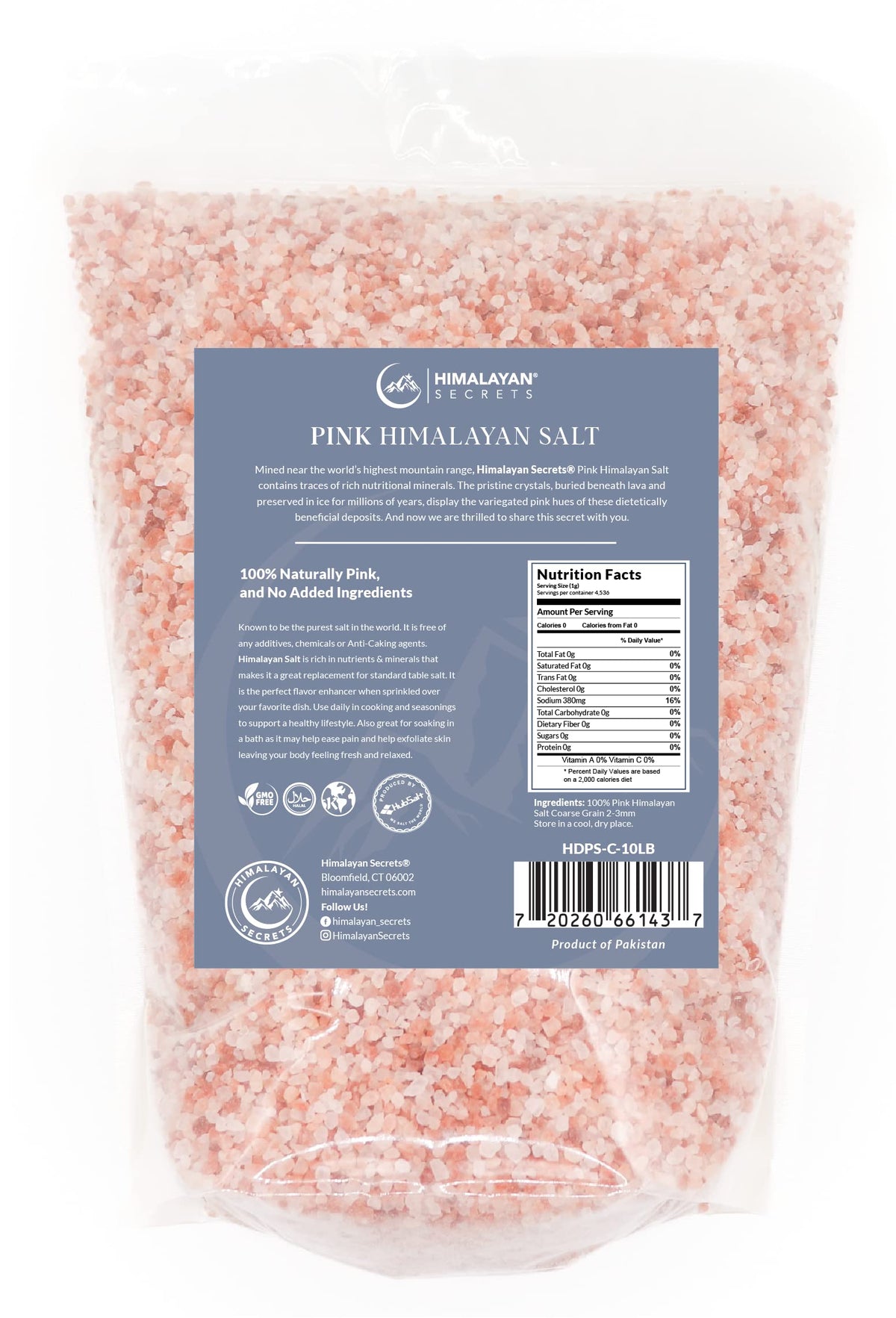 Himalayan Secrets Pink Rock Salt - 10LB - Fine, Powder Grain Bulk Size - 100% Natural & Unrefined (Coarse (2-3mm))