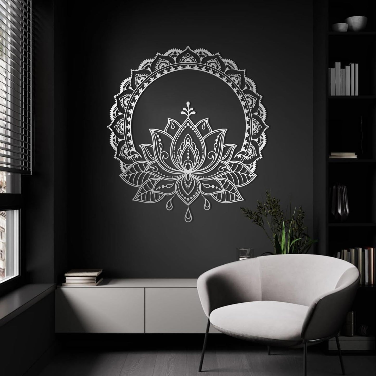 kawazu Mandala Lotus Flower Metal Wall Decor, Lotus Flower Metal Wall Art, Mandala Wall Decor, Flowers Art, Spiritual Home Decoration for Yoga Meditation Room (Gold, 19"x17"/47x43cm)