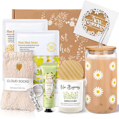 New Beginnings Box, Farewell Gifts For Coworkers, Self, New Job Going Away Break Up Divorce Goodbye Good Luck Gift Basket, Self Care Gifts for Women Her Best Friends Sister Mom