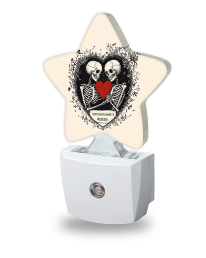 Snowmolle Gothic Skeleton Night Lights Plug Into Wall Decorative,Red Heart Sleep Friendly Lamp, Energy Efficient Dusk-to-Dawn Sensor Nightlights for Kid Bedroom Nursery Bathroom