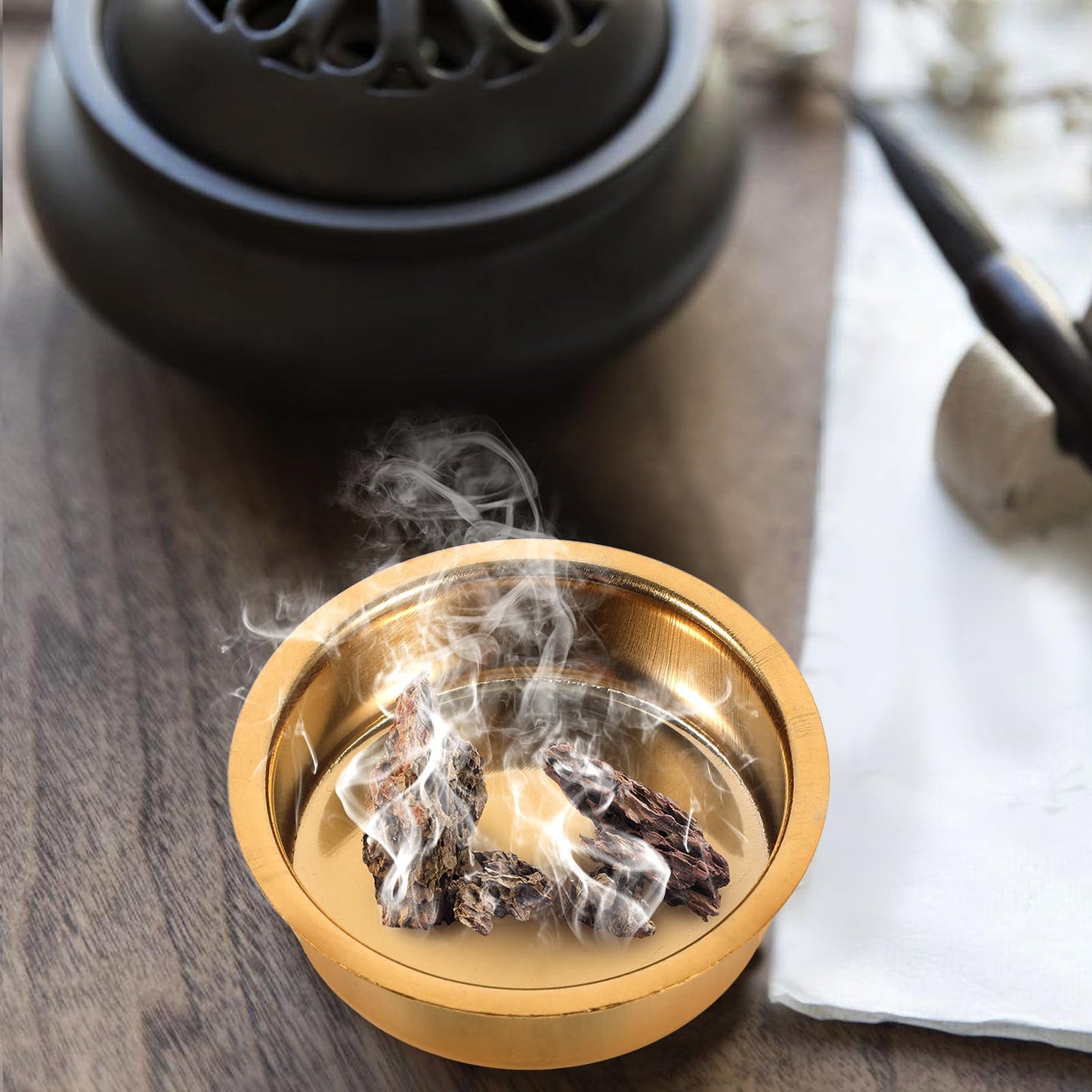 VOSAREA 6pcs Metal Incense Cone Burners Tea Light Tins Cups Tealight Holders Brass Incense Burner Plate Holder Empty Scented Candle Cup DIY Candle Holders for Party Wedding Table Decoration