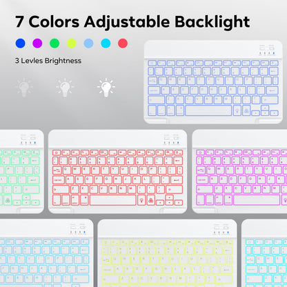 OMOTON Bluetooth Keyboard, Backlight Wireless Rechargeable Keyboard for iPad, iPad Pro, iPad mini, iPad Air with Illuminated LED (White)