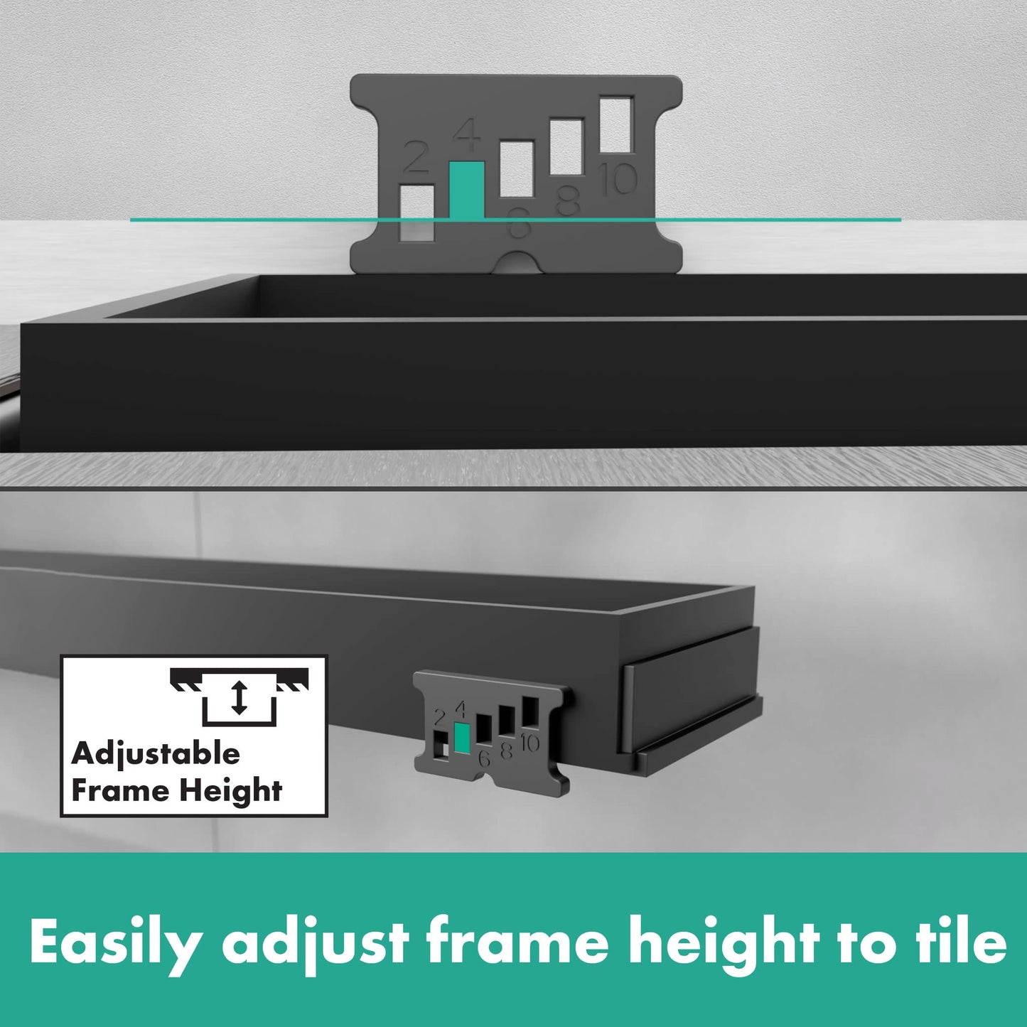 hansgrohe RainDrain Match Linear Tileable Shower Drain for 27 5/8" Rough with Height Adjustable Frame in Brushed Stainless Steel, Stainless Steel Rectangle Shower Floor Drain
