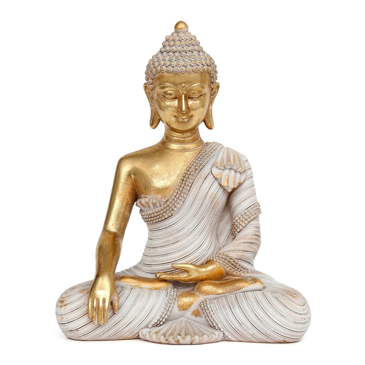 Gold Buddha Statue 10.2'' - Large Indoor Buddha for Home Decor, Zen, Living Room & Meditation
