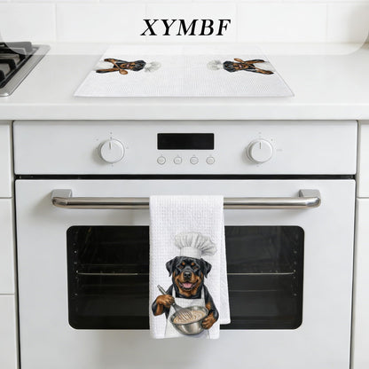 XYMBF Rottweiler Gifts Kitchen Towels, Rottweiler Gifts Dish Tea Towel, Puppy Chef Dog Lover Gift Decorative Hand Tea Towels for Kitchen Decor, 16X24 Inch Set of 2