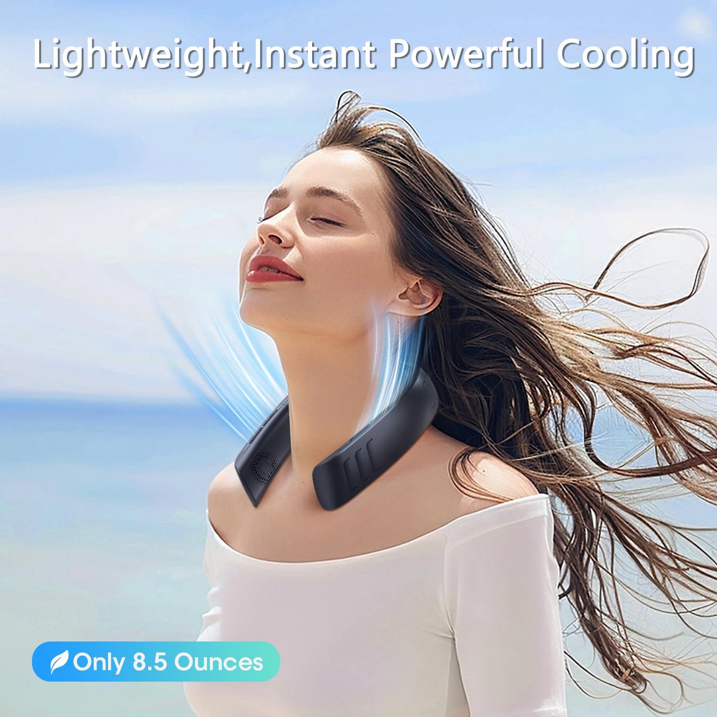 Kukiwhy Upgraded Neck Fan, 4 Pcs Turbo 6000mAh Portable Neck Fan, 360° Adjustable Handheld Fan, Bladeless USB Personal Fans for Outdoor and Indoor