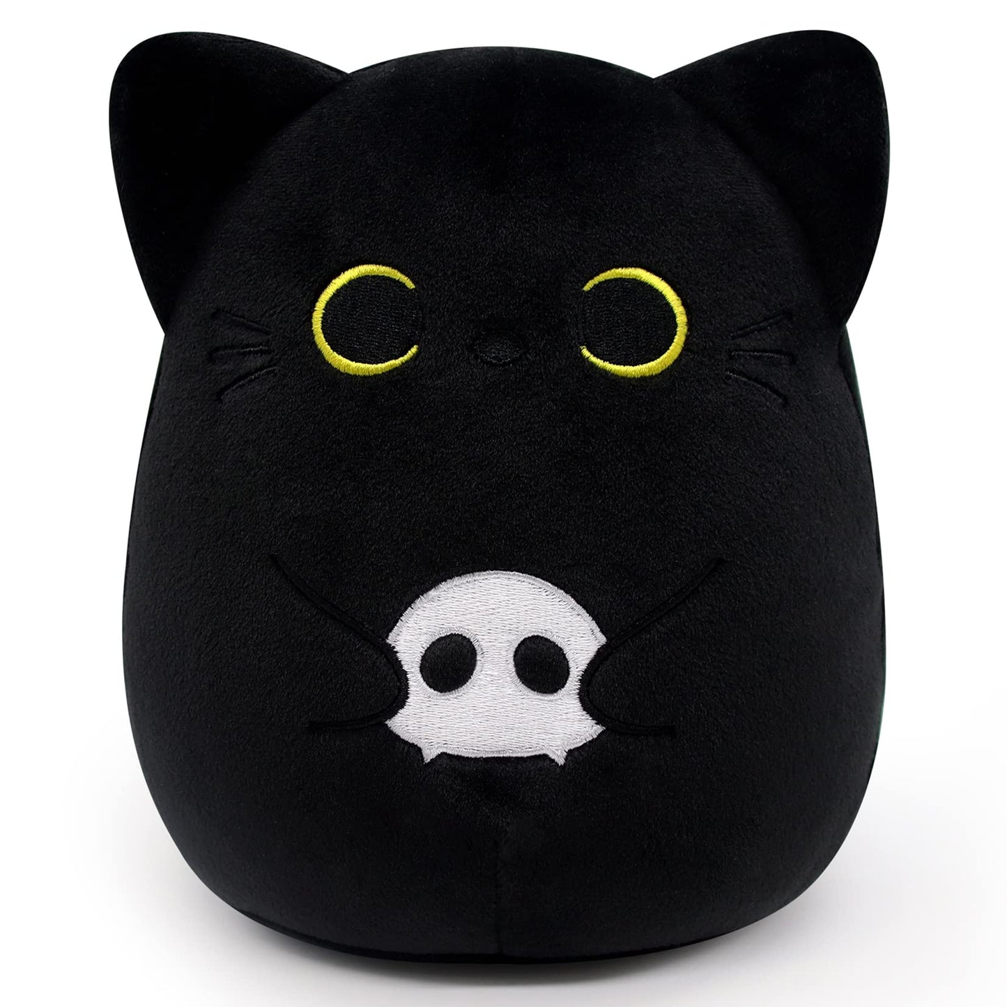 KOPHINYE Black Cat Plush, 6inch Halloween Stuffed Animal Skeleton Black Cat Plushie, Kawaii Kitten Stuffed Cat Doll Toy for Kids, Boys and Girls, Women