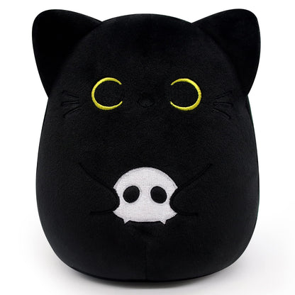 KOPHINYE Black Cat Plush, 6inch Halloween Stuffed Animal Skeleton Black Cat Plushie, Kawaii Kitten Stuffed Cat Doll Toy for Kids, Boys and Girls, Women