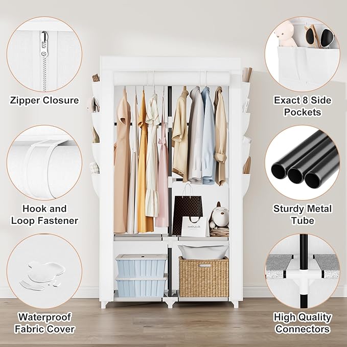 Portable Closet for Hanging Clothes, Portable Wardrobe Closet