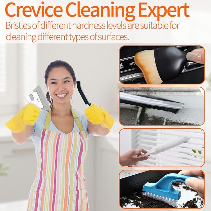 19 Pcs Small Crevice Cleaning Brush Set, Groove Gap Cleaning Tool