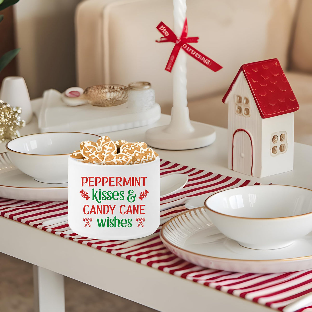 FoszaSzept Candy Dish Cauldron, Christmas Mini Ceramic Candies Bowl Tiered Tray Decor, Snack Serving Bowl Table Wishes Accents for Themed Party Birthday Home Kitchen Events Gifts (Candy)