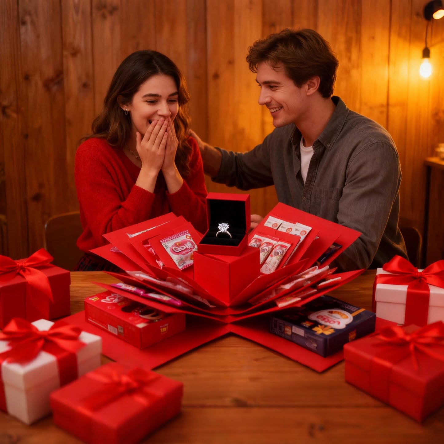 Making gift-giving even more memorable: Creative Explosion gift box, Surprise gift box explosion, Surprise box, Gift wrap box. 5-Layer DIY gifts, A Fun & Thoughtful & Meaningful gift for kids, man, women. (Pink)
