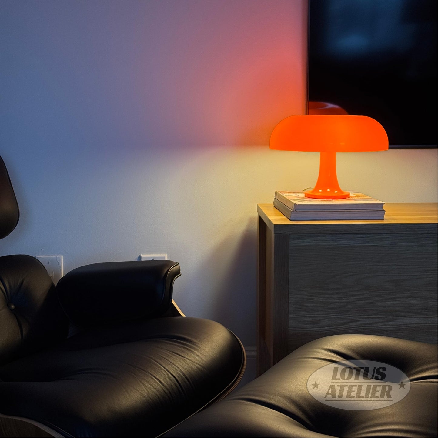 Lotus Atelier Orange Mushroom Lamp for Room Aesthetic Modern Lighting for Bedroom | Cool Retro Living Room Decor (Orange)