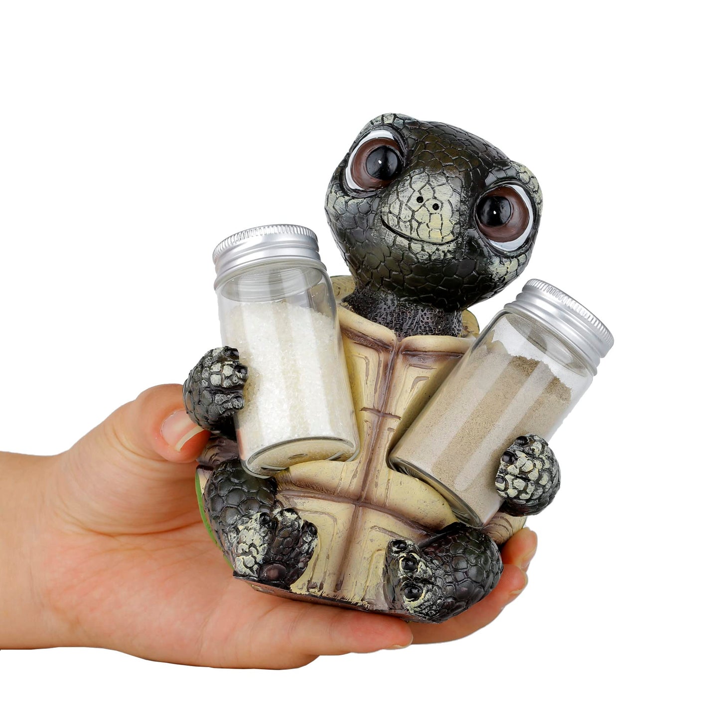 Sea Turtle Salt and Pepper Shaker Holder with Glass Jars