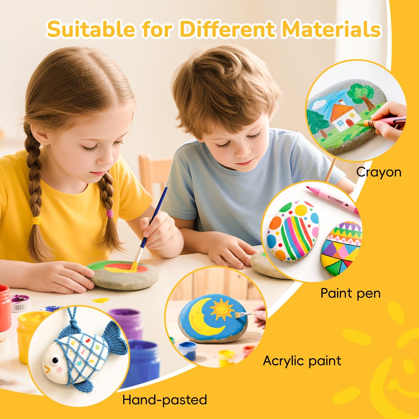 Simetufy 30 Pcs Extra Large 4-5 Inch Rocks for Painting, Flat Smooth River Stones for Art, Mandala, Natural Rocks to Paint for Kindness Stones Kids Craft