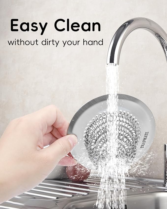 TRAPMATE 2 Pcs Kitchen Sink Drain Strainer, Stainless Steel Sink Strainer Basket