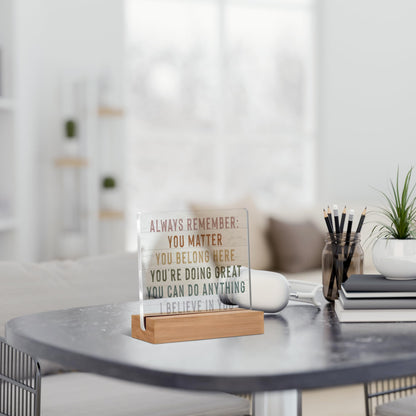 Welshower Inspirational Desk Decor, Positive Affirmations Inspirational Acrylic Plaque Sign for Nursery Kids Room Classroom Tabletop Decor, Motivational Desk Decoration, 4x4 Inch