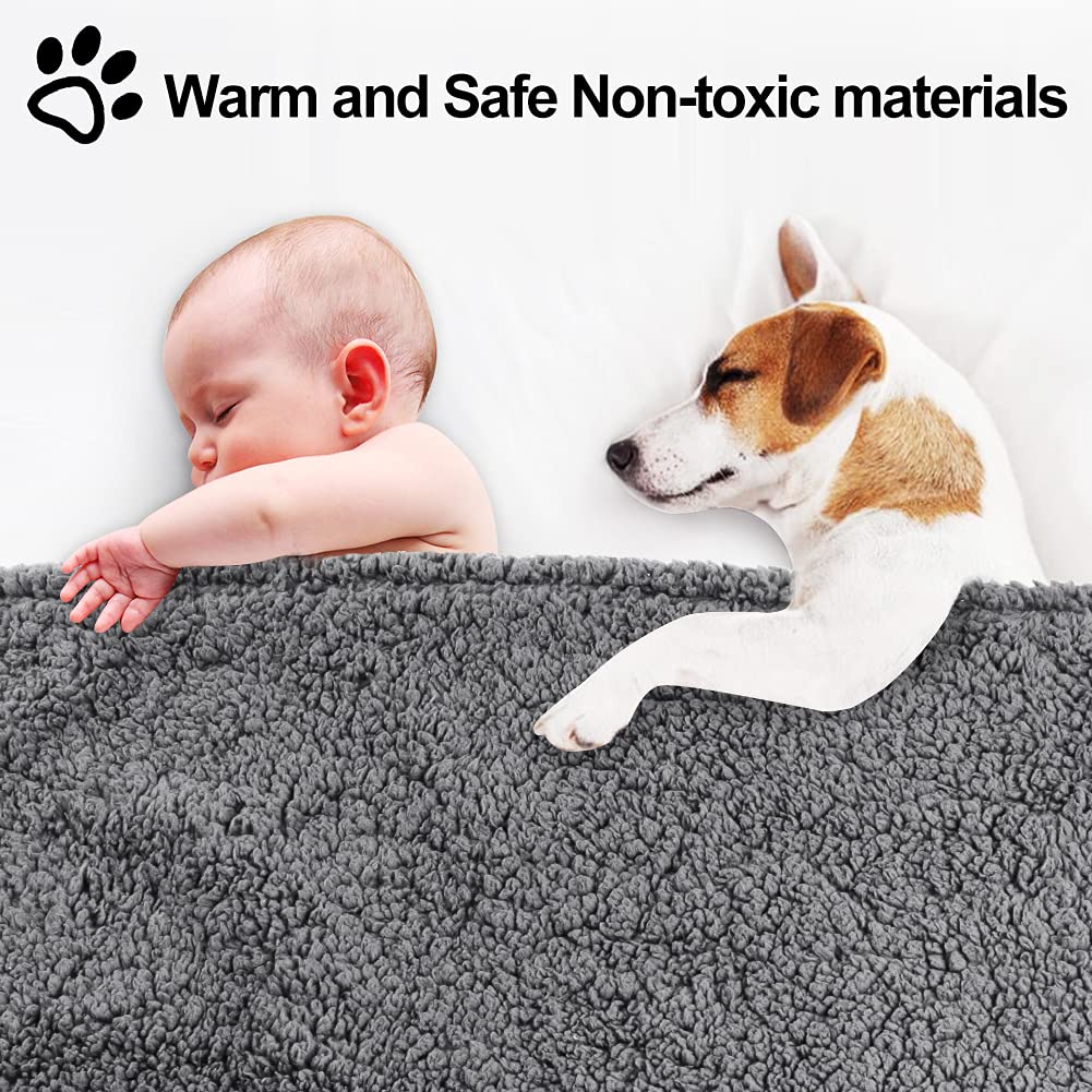 Onarway Waterproof Dog Blanket Washable: Protects Sofa/Bed/Car Seat from Spills & Scratches - Cozy Sherpa Fleece Puppy Throw for Furniture Conscious Pet Owner (Medium 70x100cm)