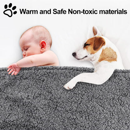 Onarway Waterproof Dog Blanket Washable: Protects Sofa/Bed/Car Seat from Spills & Scratches - Cozy Sherpa Fleece Puppy Throw for Furniture Conscious Pet Owner (Medium 70x100cm)