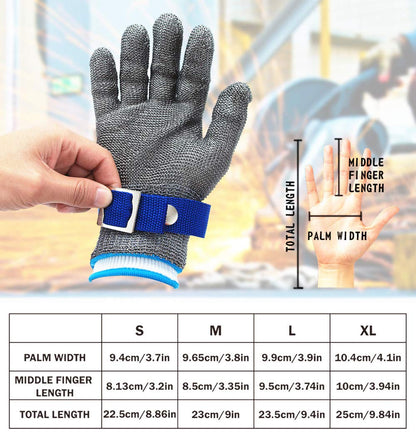 CPTDCL Level 9 Cut Resistant Glove Stainless Steel Mesh Metal Wire Glove Durable Rustproof Butcher Kitchen Cutting Protection (M)
