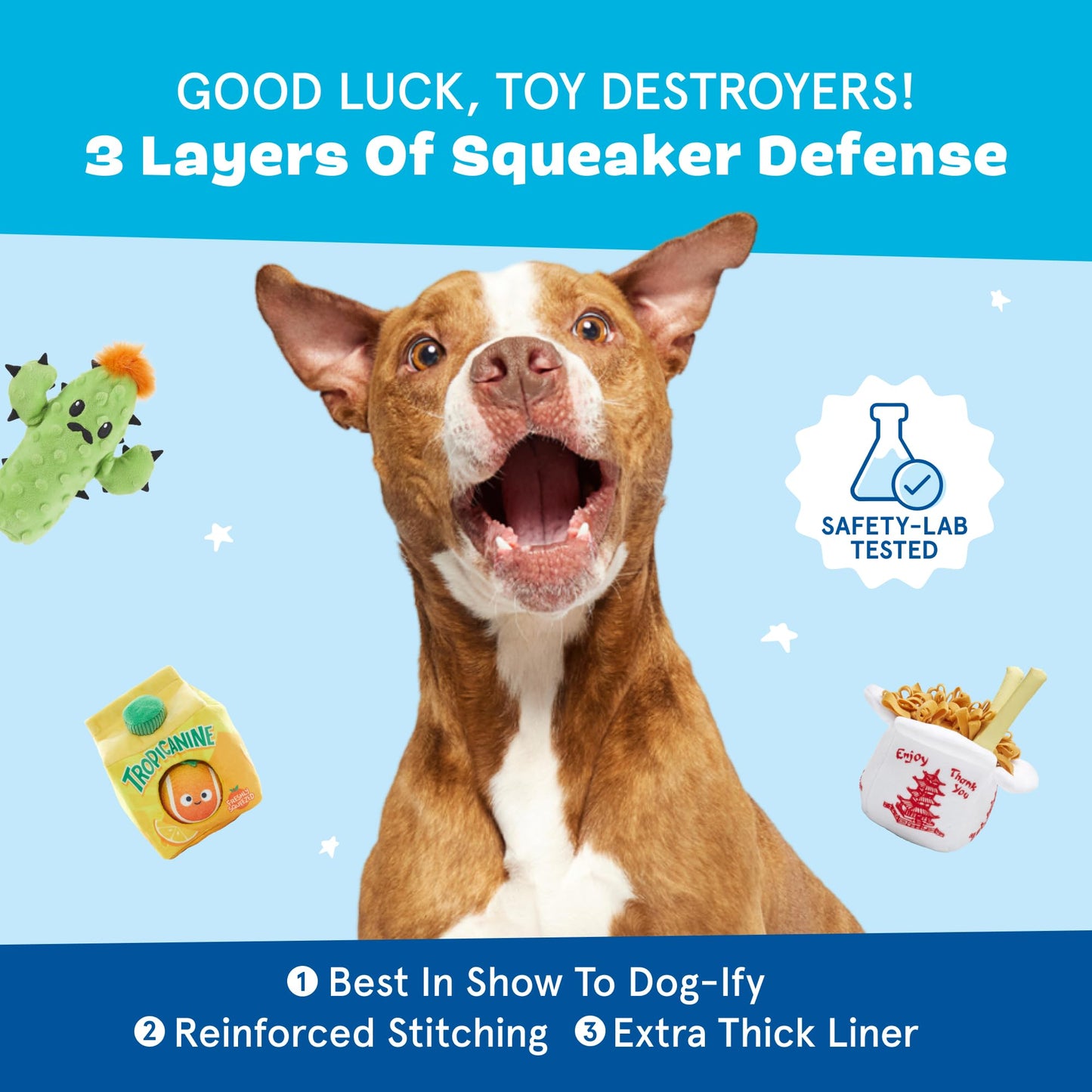 Barkbox Squeaky Dog Toys - Plush and Squeak Chew Toys | Puppy and Pet Toys for Large Dogs Pinata - Large