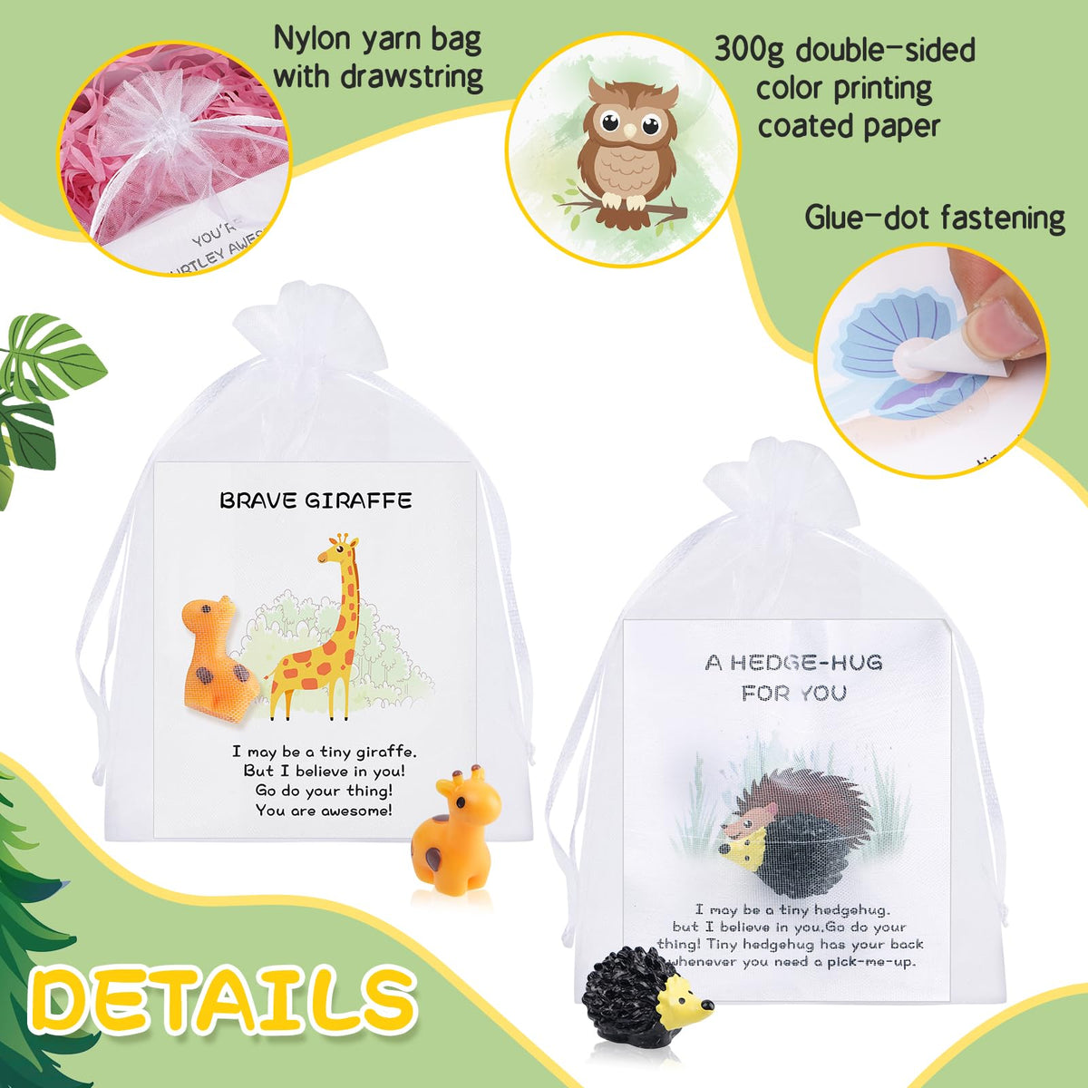 FACULX 100 Set Employee Appreciation Gifts Bulk for Coworkers Staff Thank You Gifts - Funny Resin Animal Favors Ducks Owls Turtles Stars Giraffe with Inspirational Note Cards Office Pocket Pun Favors
