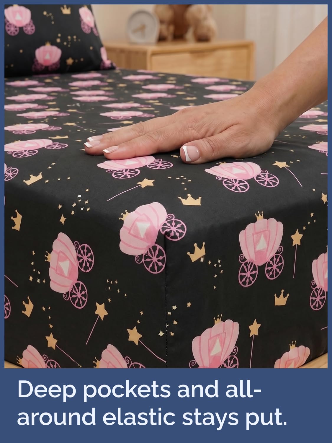 CGK Unlimited Kids Princess Carriage Full 4 Piece Sheet Set - Boys, Girls, Teens, Toddler - Easy Fit Deep Pockets - Soft, Cooling & Breathable Sheets - Cozy, Fade and Wrinkle Free - Machine Washable