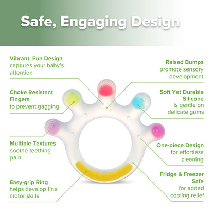 Haakaa Dinky Digits Palm Teether, Baby Teething Toys, Food Grade Silicone Teethers for Babies 0-6 Months/6-12 Months, BPA Free Teething Relief Baby Chew Toys