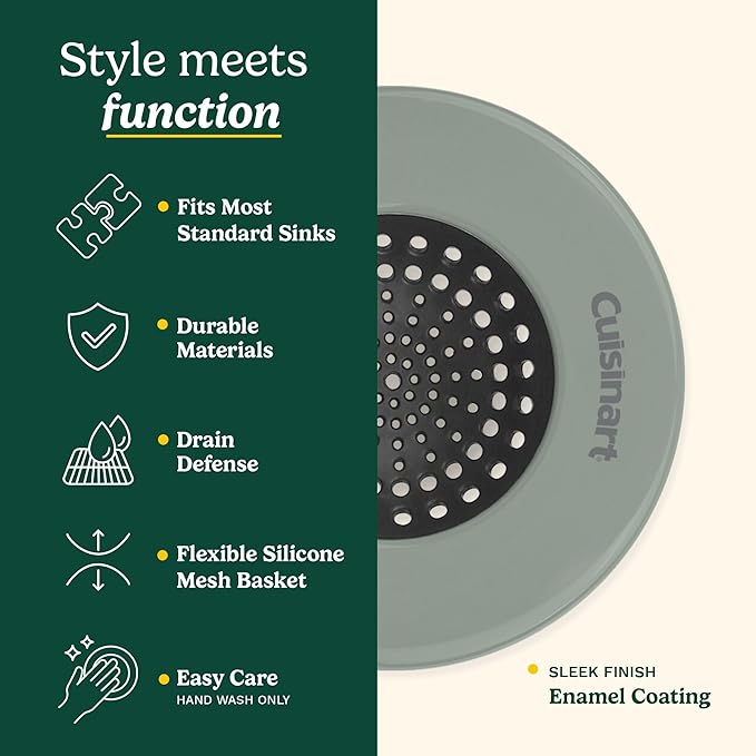 Cuisinart Sink Strainers- 2 Pack Kitchen Sink Drain Strainer & Food Catcher