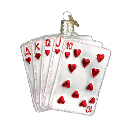 Old World Christmas Vegas Royal Flush Glass Blown Ornament for Christmas Tree, Handcrafted Holiday Decoration, Gamble Collection