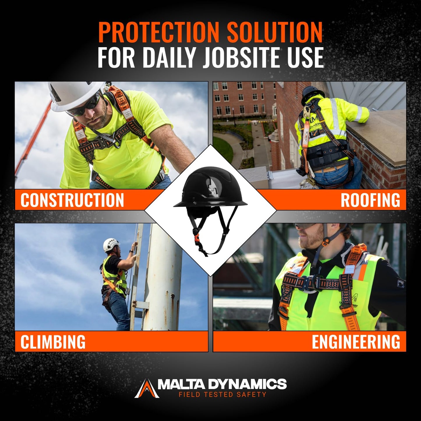 Malta Dynamics Razorback Elite MAXX - Safety Harness and Fall Protection Kit with Sewn in Lumbar Support Belt and Built-in Rescue Handles for Fall Arrest, OSHA & ANSI Compliant (Large-XLarge)