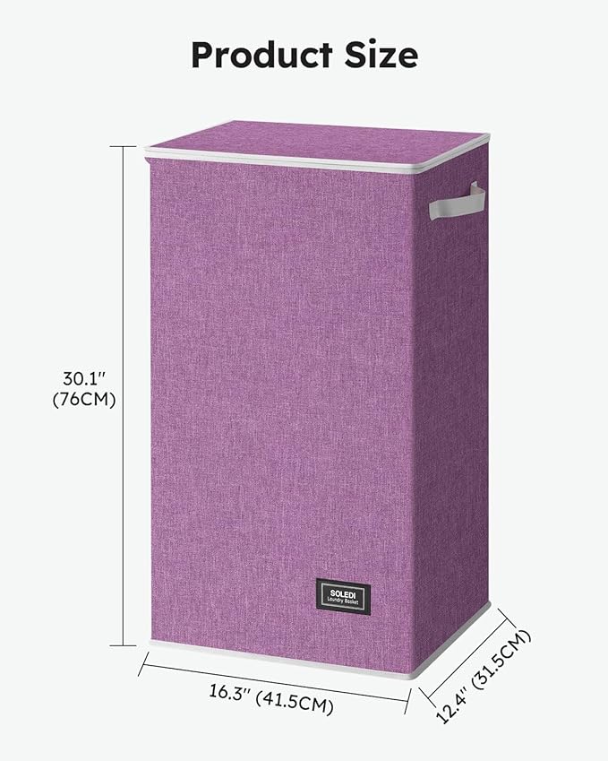 SOLEDI Laundry Hamper with Lid 100L Large & Tall Collapsible Laundry Basket