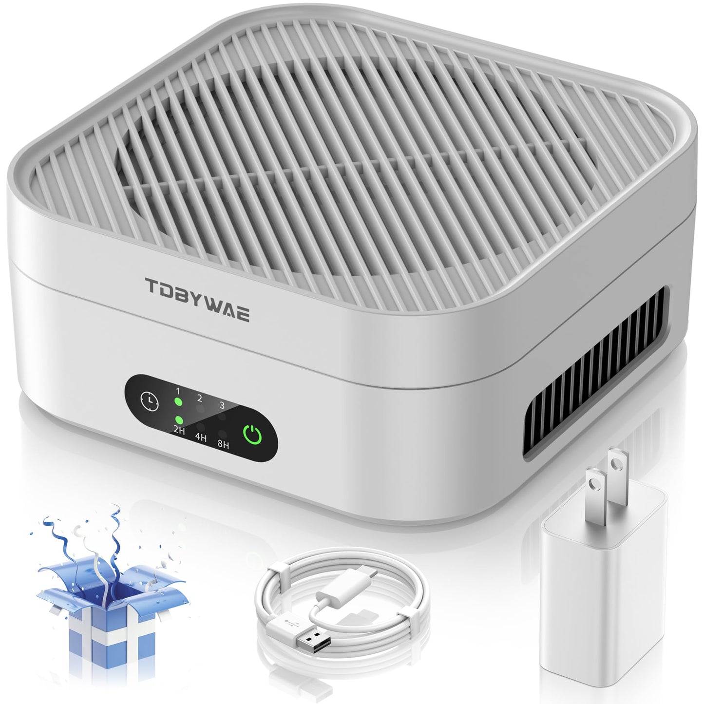 TDBYWAE Air Purifiers for Home Bedroom Up to 600 ft², True HEPA Air Purifier for Pets Dust Dander Pollen Odor Smoke, Portable Car Air Purifier for Travel(White)