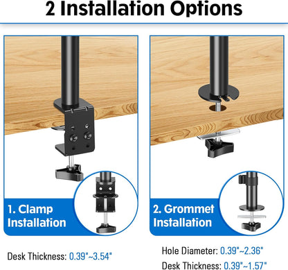 MOUNTUP Single Monitor Mount, Adjustable Monitor Stand for Max 32 Inch Flat Curved Computer Screen, Monitors Arm Desk Mount Fit VESA 75x75& 100x100, up to 17.6lbs, with C-Clamp and Grommet Base, Black