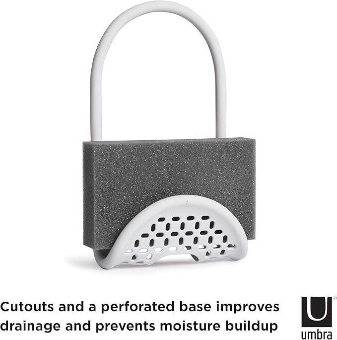 Umbra Sling Kitchen Sink Caddy Sponge Holder, Hangs Over Faucet or Divider