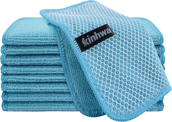 KinHwa Kitchen Washcloths for Dishes Absorbent Microfiber Dish Cloths Quick Dry