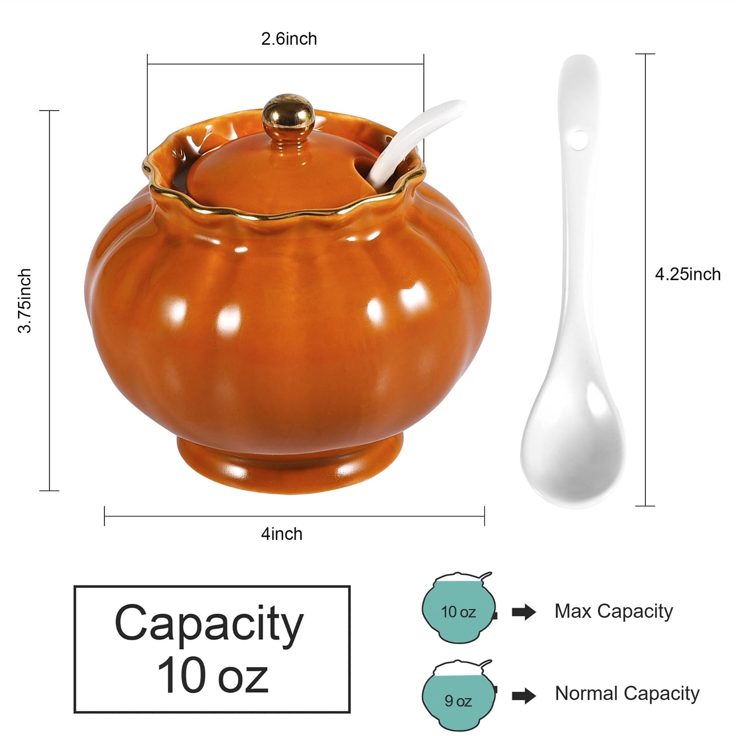 Ursword Ceramic Sugar Bowl, Salt Cellar with Lid and Spoon, 9oz Sugar Jar for Coffee Bar, Salt Box Sugar Containers for Seasoning, Spice, Sauce, Elegant Decor for Kitchen Countertop