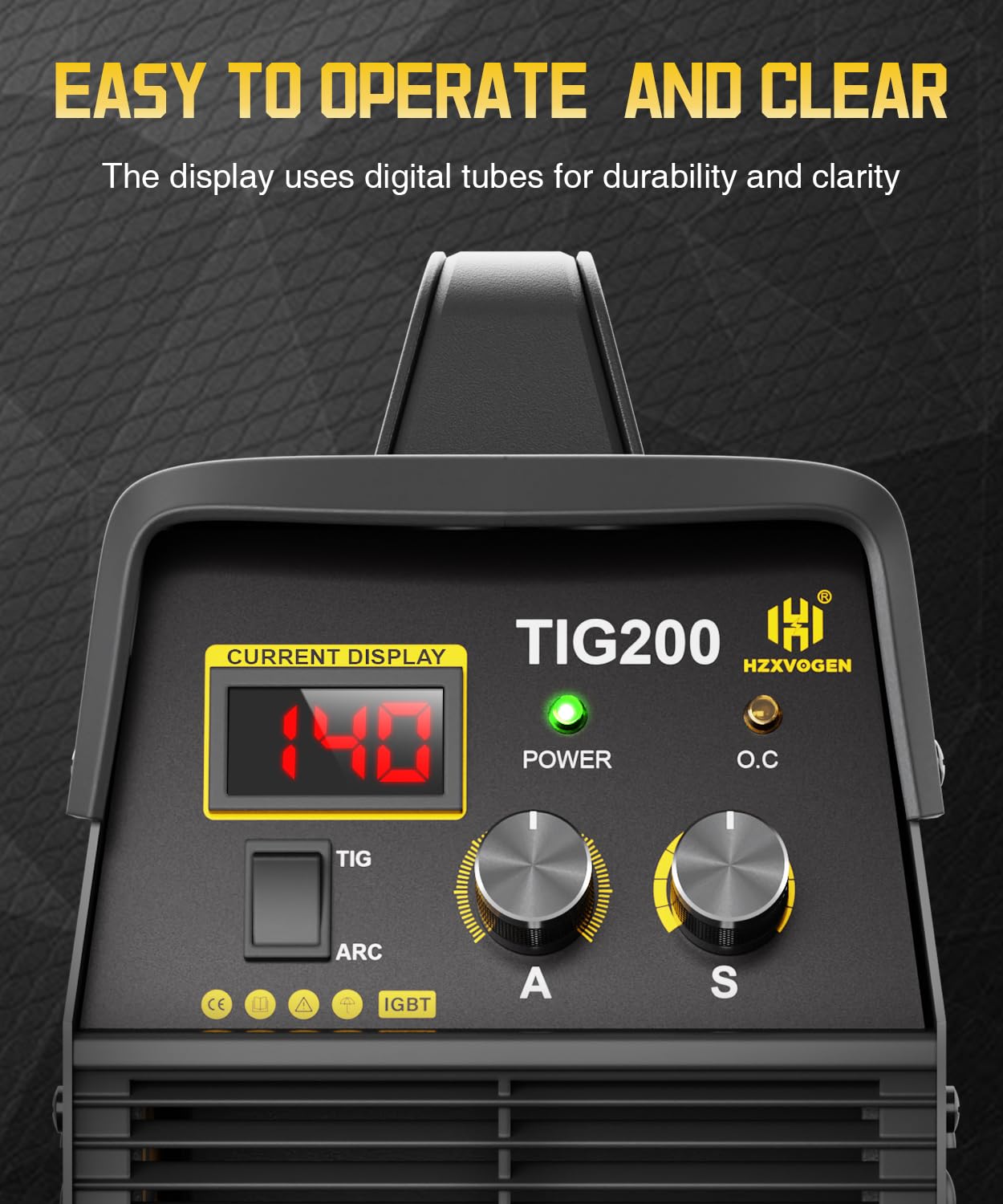 H HZXVOGEN 200A TIG Welder, HF TIG/Stick 2 in 1 Welder Machine with Post Gas, 110V 220V Dual Voltage IGBT Inverter TIG Welding Machine(TIG200)